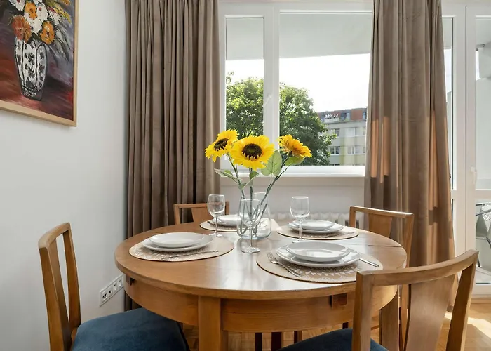 Blue Two Bedroom In With Desk, Bathtub And Balcony By Renters * Wrocław