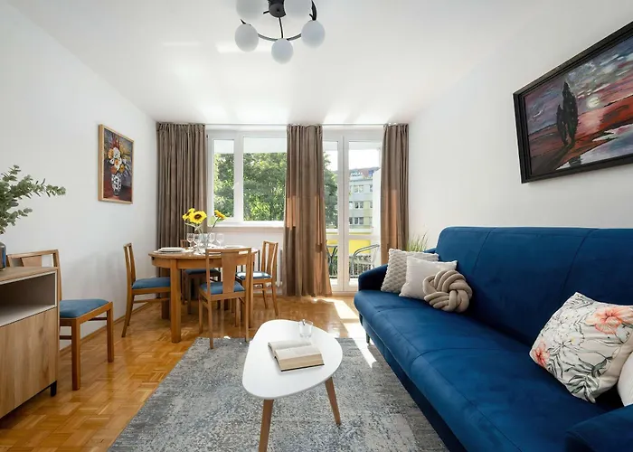 Blue Two Bedroom In With Desk, Bathtub And Balcony By Renters Apartmán *